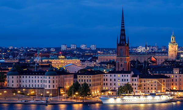Stockholm and a body of water at night