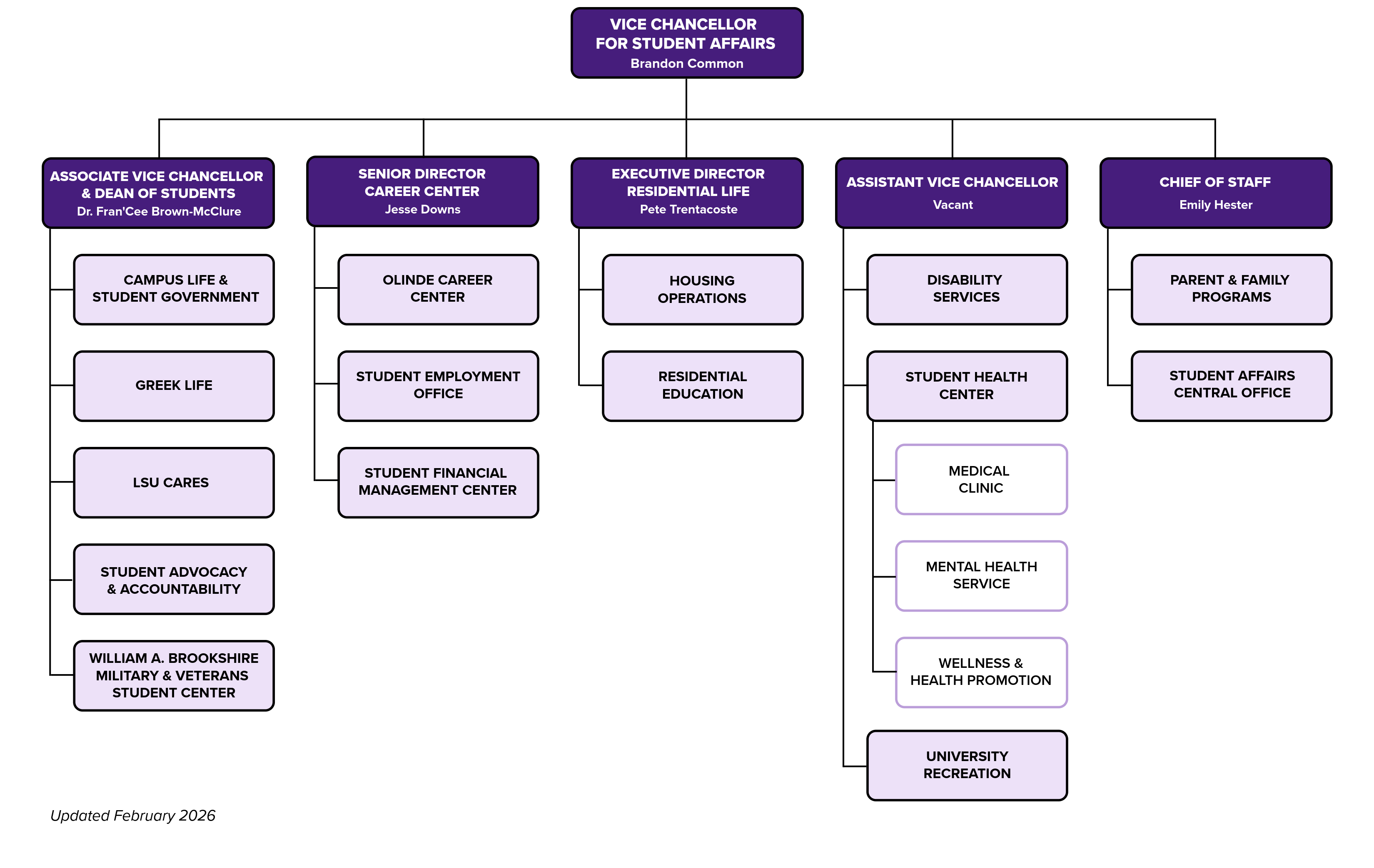 image of Division of Student Affairs org chart